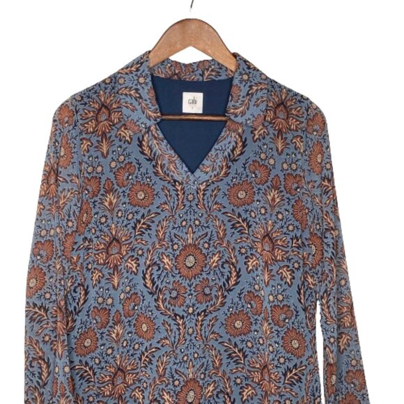 Cabi Womens Provincial Floral Bohemian Shift Dress Size S Blue Rust Feminine - Picture 2 of 11